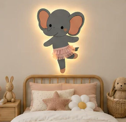 Elephant wooden LED night light